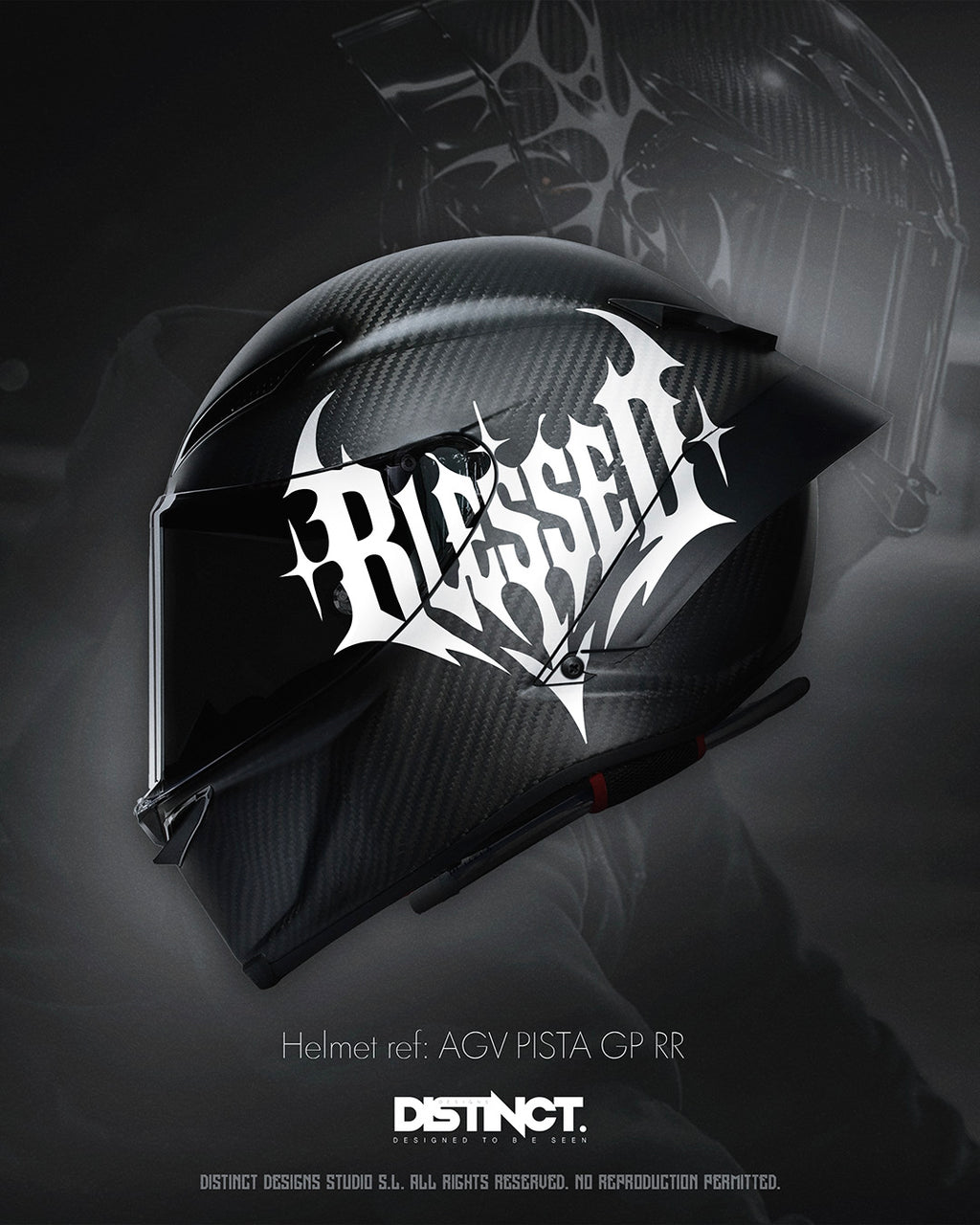 Custom Death-Goth Text Decal – Blackletter Metal Style | Helmet + Extras