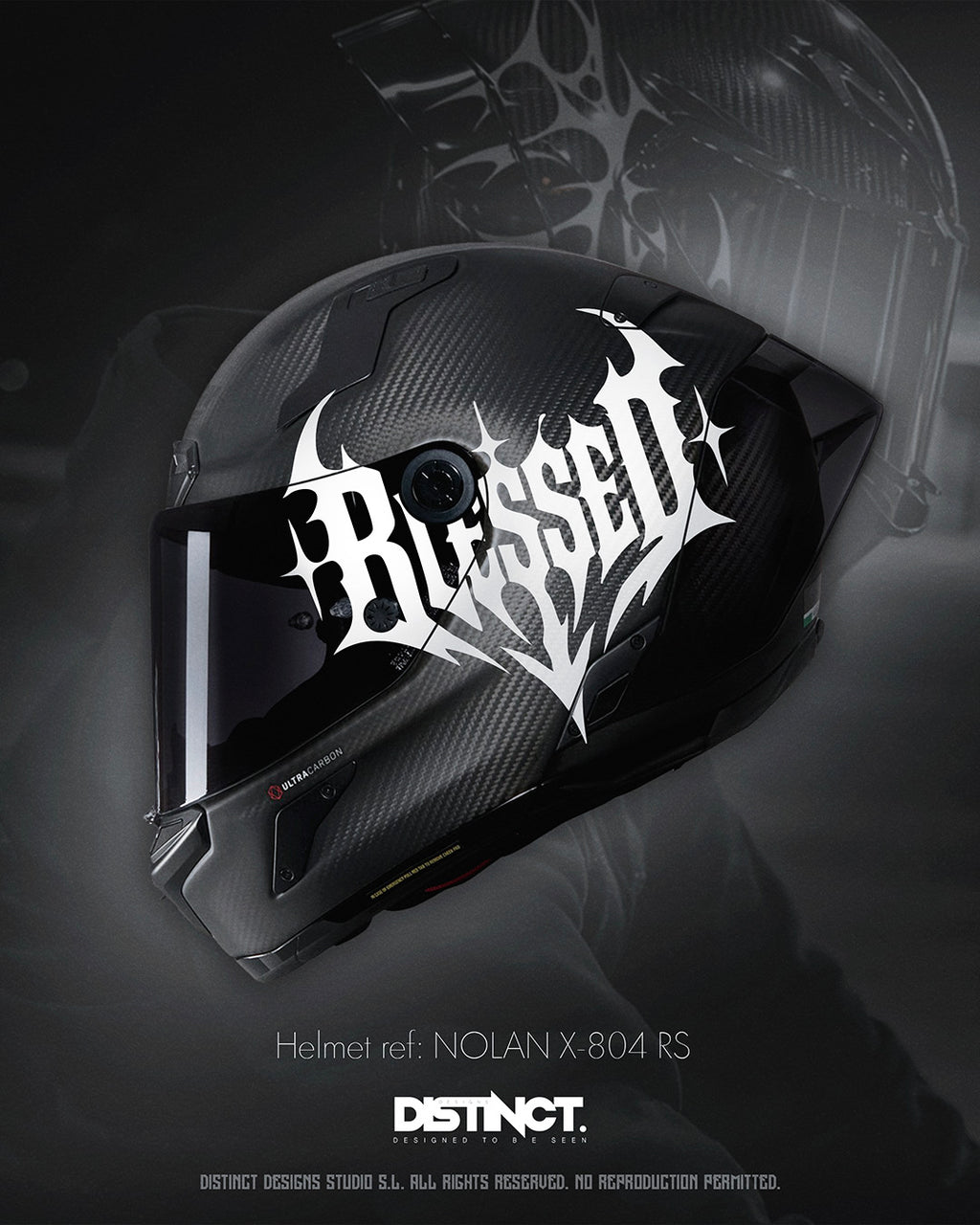 Custom Death-Goth Text Decal – Blackletter Metal Style | Helmet + Extras