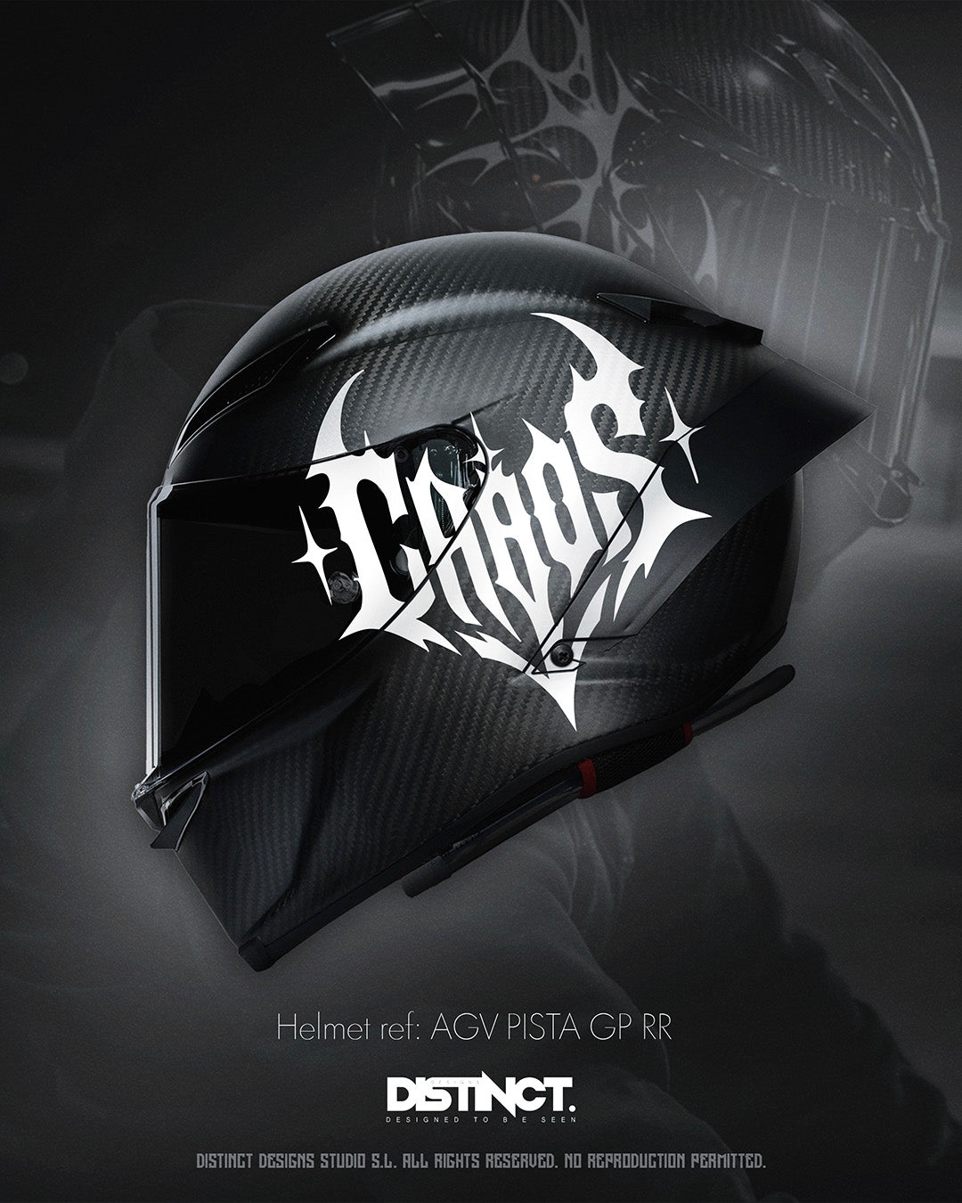 Universal Motorcycle Helmet Vinyl Decal Sticker White – Chaos