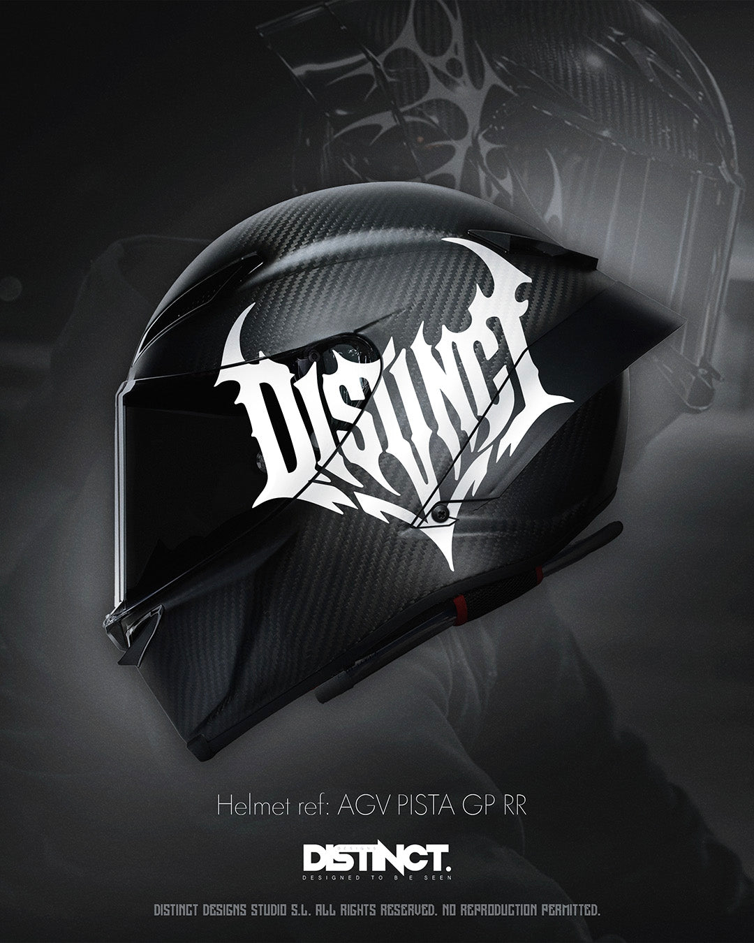 Universal Motorcycle Helmet Vinyl Decal Sticker White – Distinct