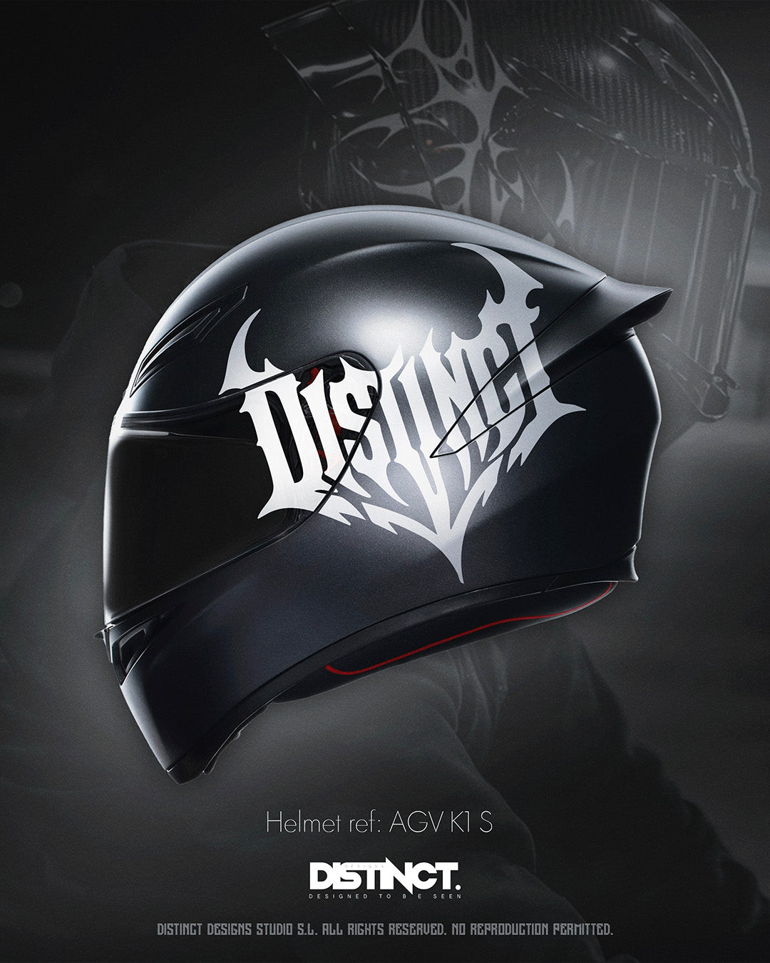 Universal Motorcycle Helmet Vinyl Decal Sticker White – Distinct