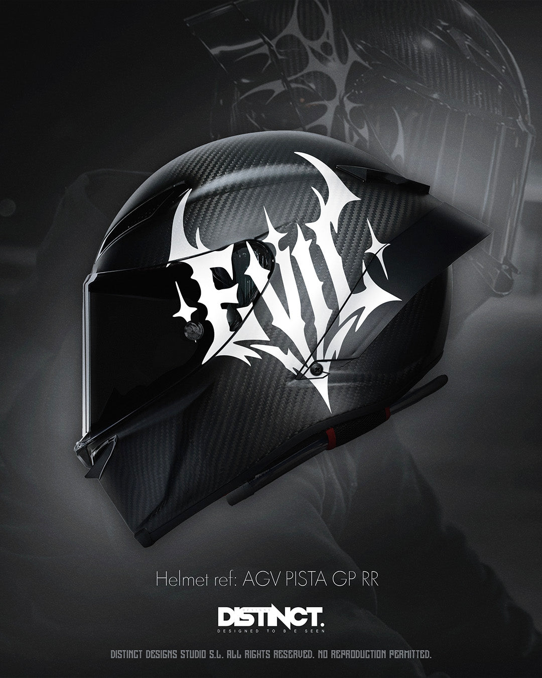 Universal Motorcycle Helmet Vinyl Decal Sticker White – EVIL