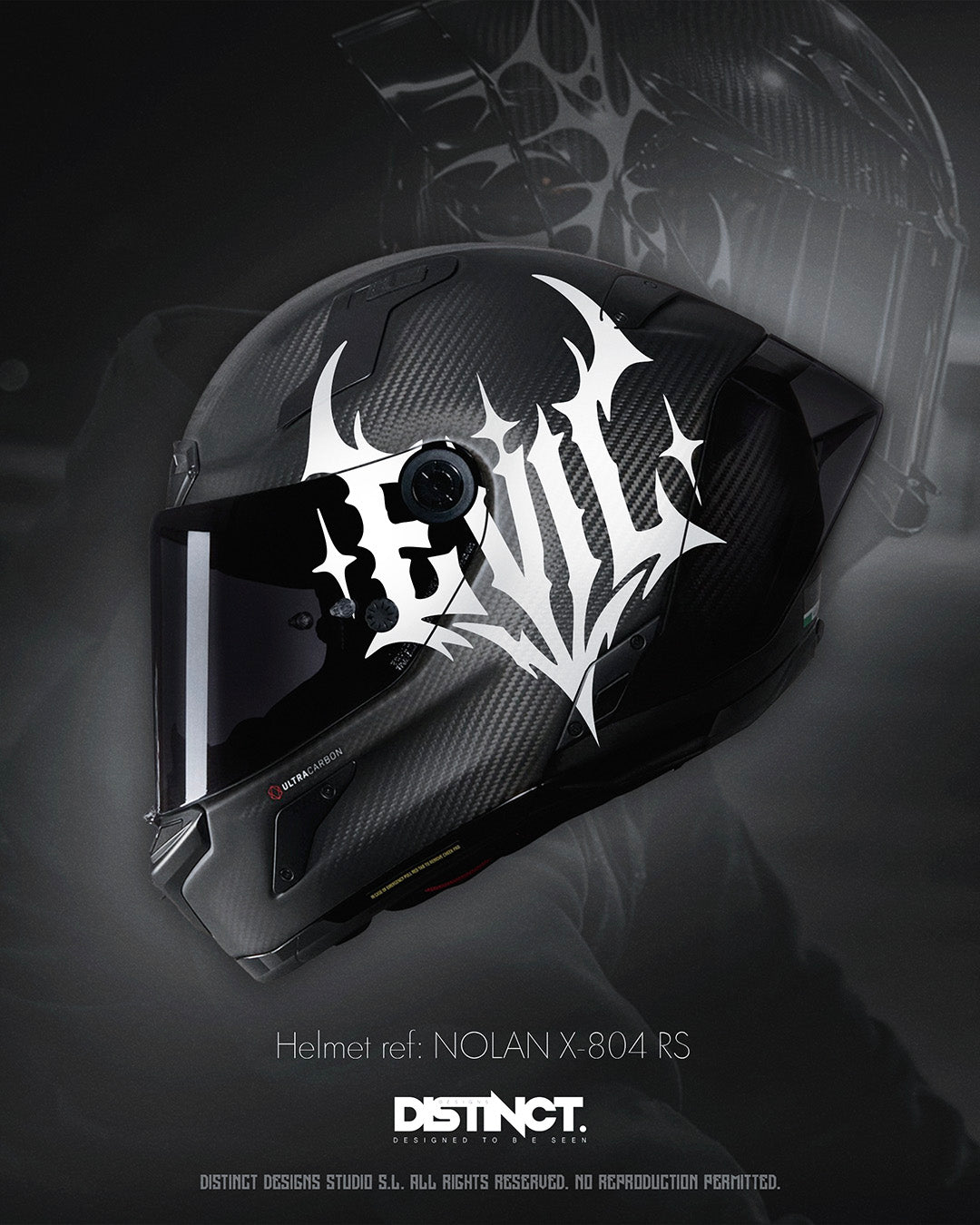 Universal Motorcycle Helmet Vinyl Decal Sticker White – EVIL