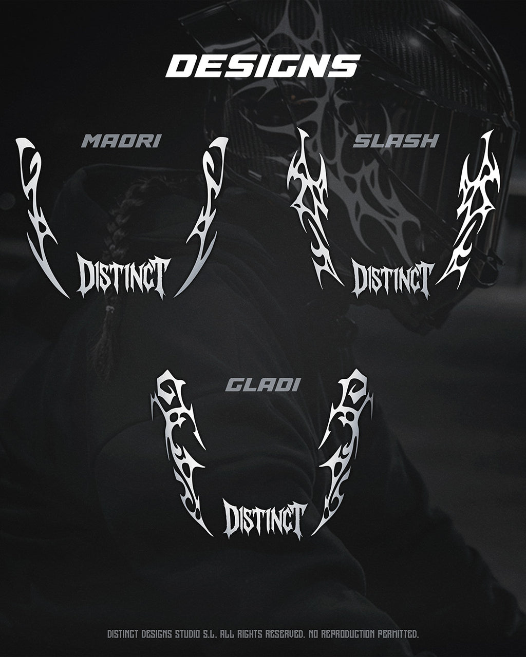 Neo Tribal Motorcycle Windshield Decal Kit MAORI (Front + Back)