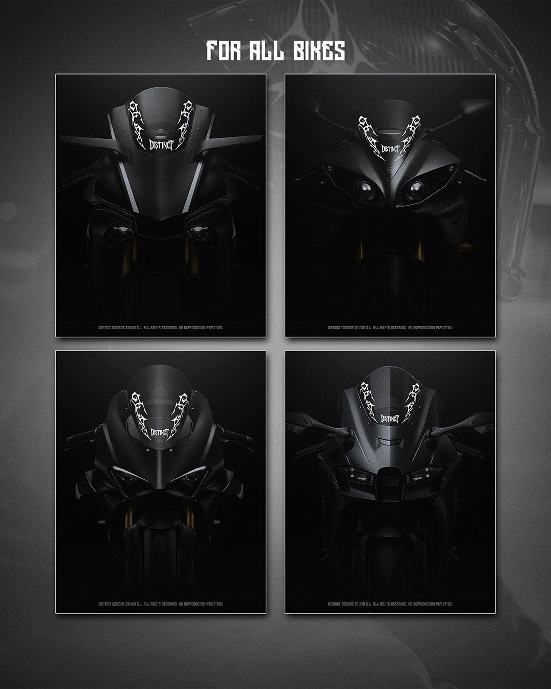 Neo Tribal Motorcycle Windshield Decal Kit GLADI (Front + Back)