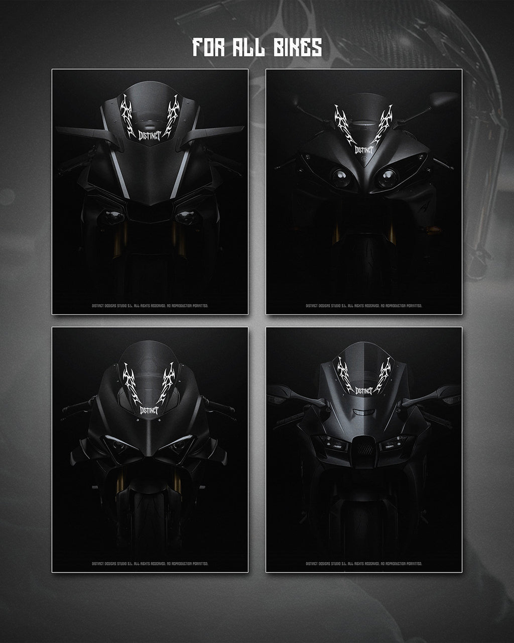 Neo Tribal Motorcycle Windshield Decal Kit SLASH (Front + Back)