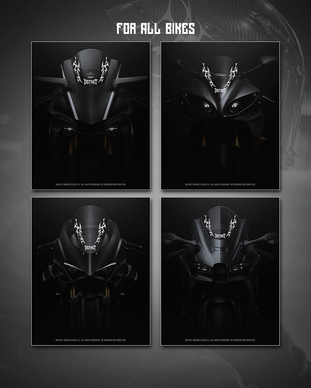 Neo Tribal Motorcycle Windshield Decal Kit SLASH (Front + Back)