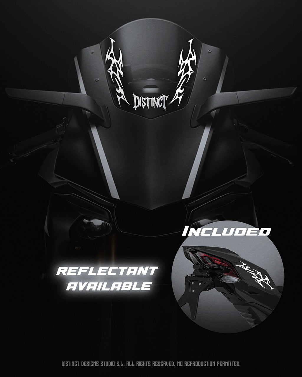Neo Tribal Motorcycle Windshield Decal Kit SLASH (Front + Back)