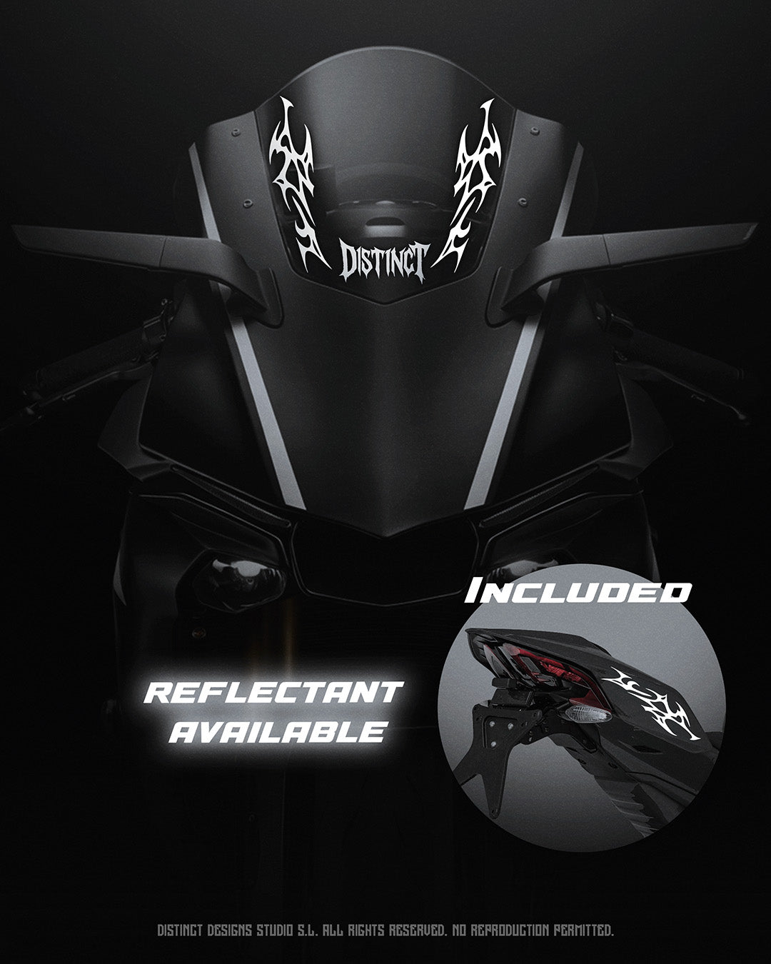 Neo Tribal Motorcycle Windshield Decal Kit GLADI (Front + Back)