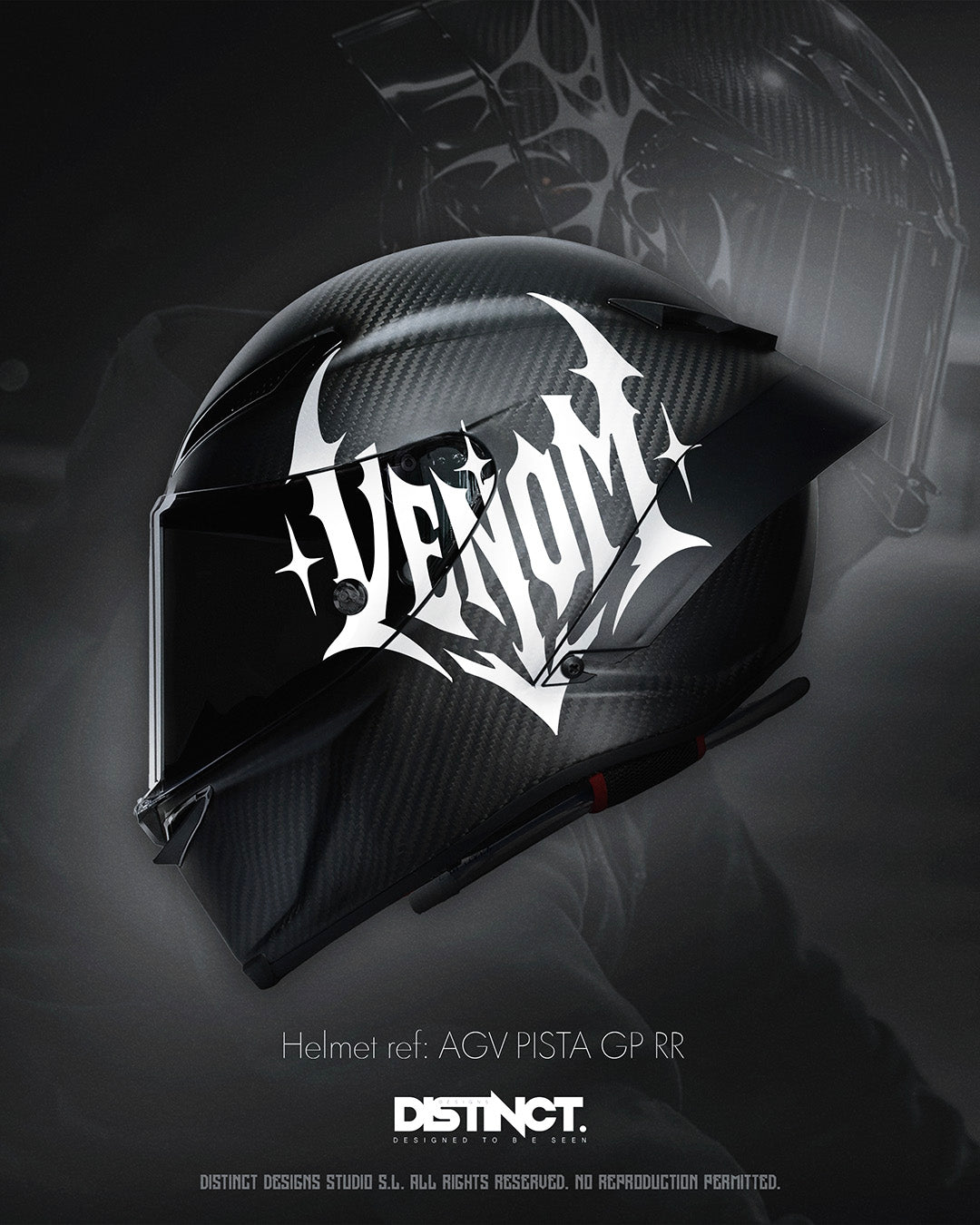 Universal Motorcycle Helmet Vinyl Decal Sticker White – VENOM