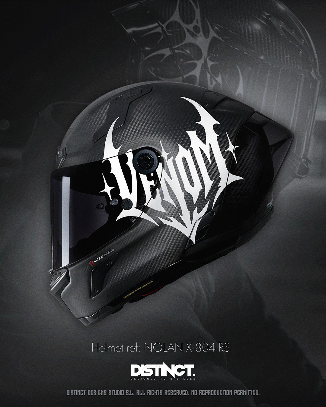 Universal Motorcycle Helmet Vinyl Decal Sticker White – VENOM