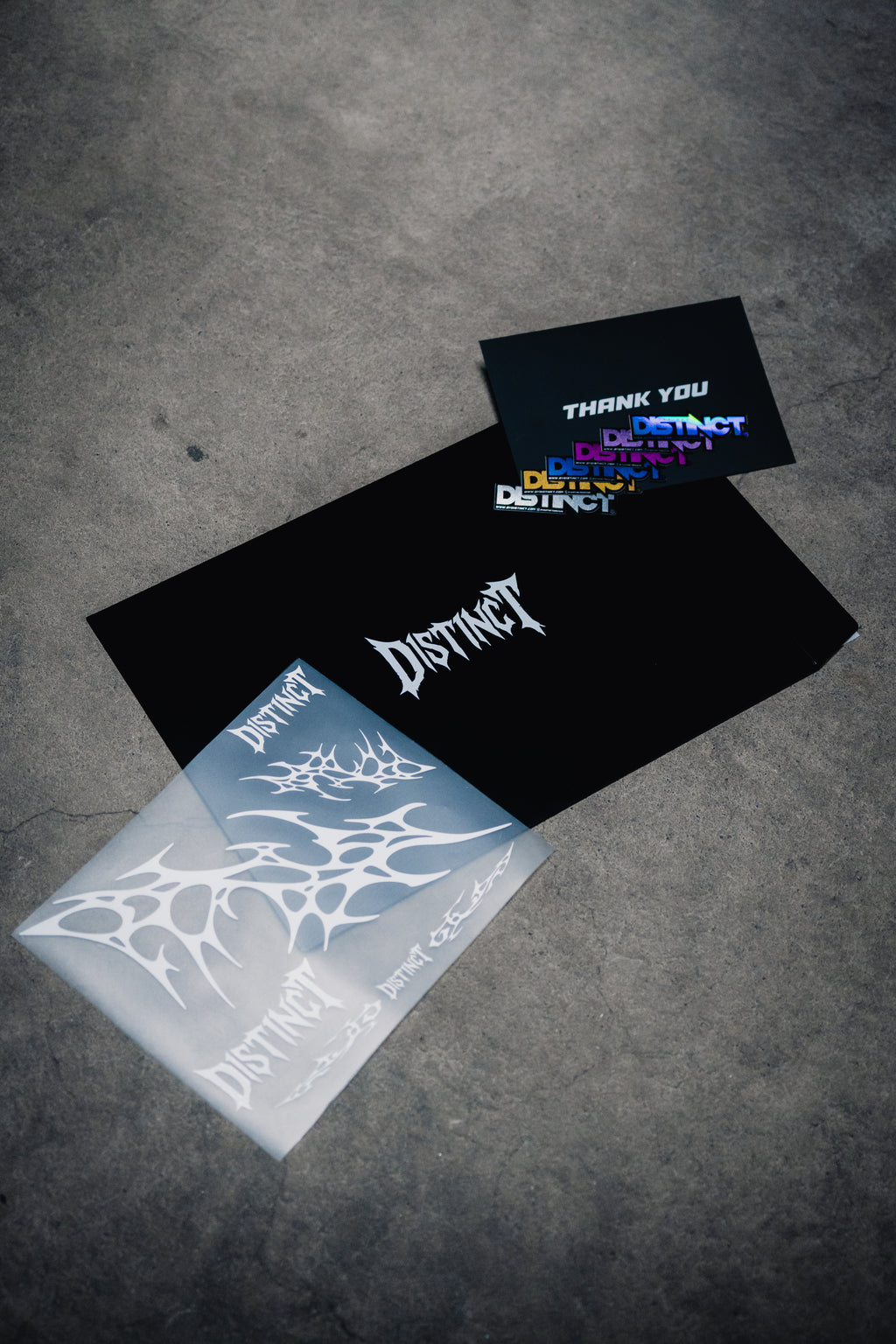 Aggressive dark luxury motorcycle sticker packaging - DISTINCT 444